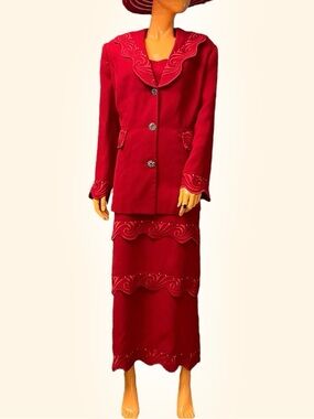 SUNDAYS by NUBIANO Skirt Suit with Embroidery and Rhinestones Plus Size